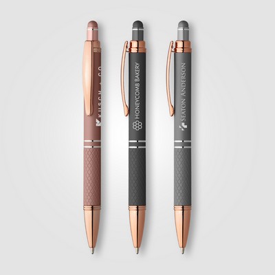 Phoenix Softy Rose Gold Metallic Pen w/ Stylus - Laser