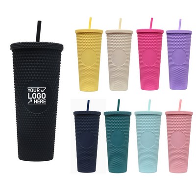 24oz Double-Wall Matte Studded Tumbler w/ Straw and Lid