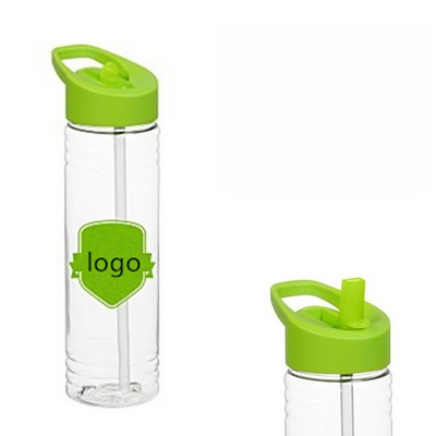 24 Oz. Clear Water Bottle with Flip Straw