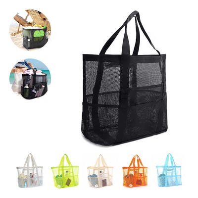Make a bold statement with this spacious mesh beach bag!